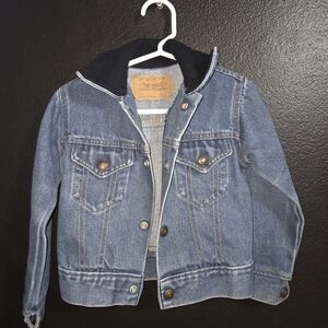 Vintage Levi's Kids Blue Denim Jacket With Pendleton Fabric Custom Size 4